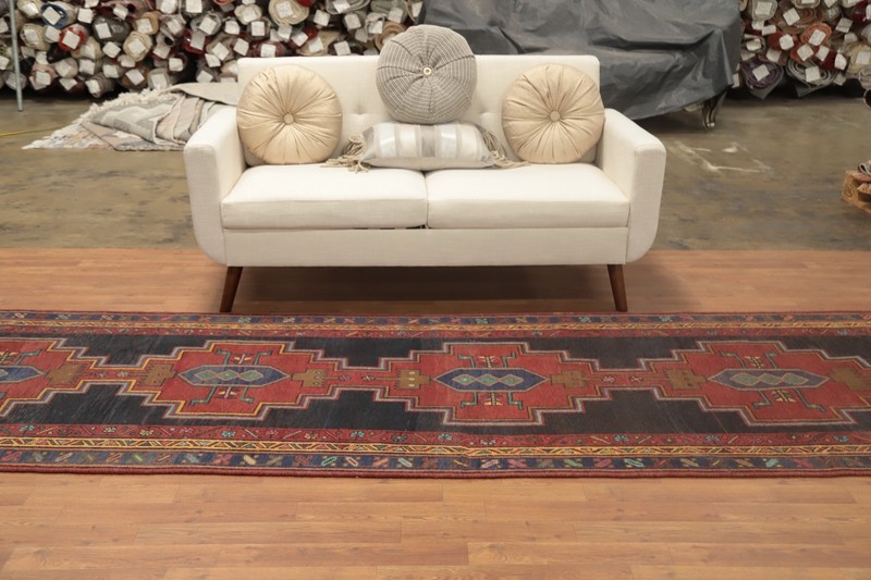 Handmade Wool 13' Runner Rug Traditional Geometric 4x13 Vintage Hallway Carpet gallery
