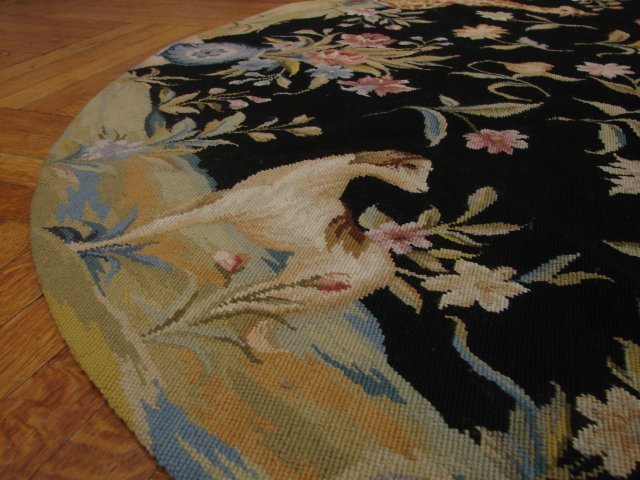 Round Needlepoint Hand-Woven 6x6 Nature Wildlife Modern Area Rug PIX-10333 gallery