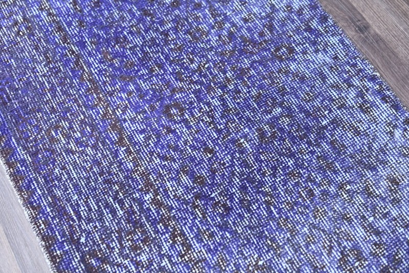 Vintage Turkish Runner Rug 2x6ft Wool Anatolian Handmade Hallway Oushak PURPLE gallery