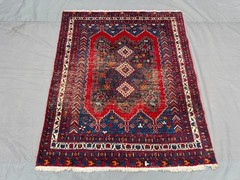 4’5×5’6 ft Antique Turkish Tribal Rug Distressed Faded Wool Carpet Low Pile Rug