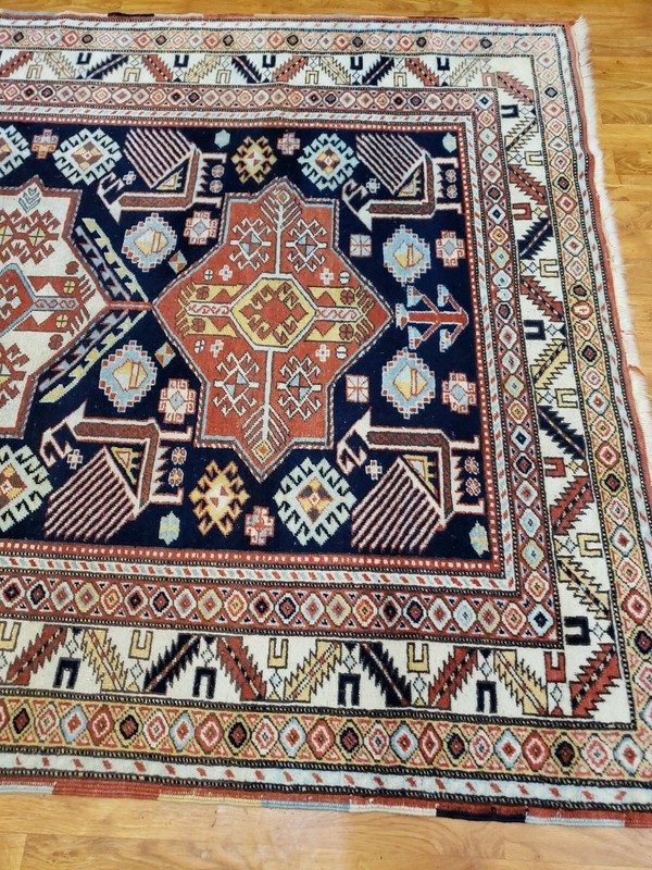 Antique look Shirvan size 5'×6'9" dark blue color 100% pure wool gallery