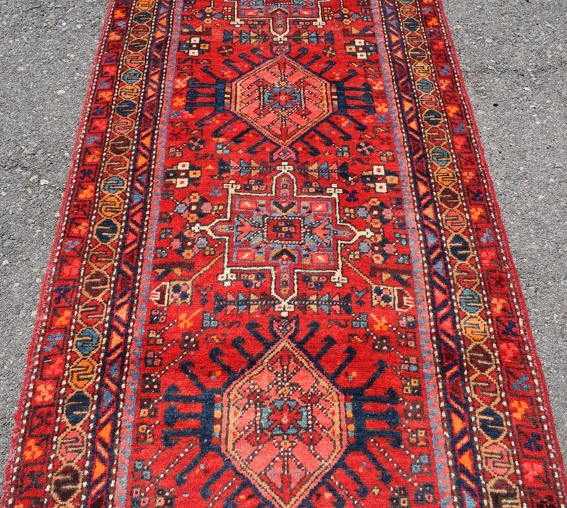 Vintage Hand Knotted Wool Runner Rug 3'2 x 10'7 S Antique Caucasian Heris 3 x 11 gallery
