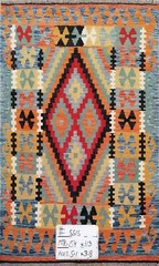 Gorgeous Multi Color Diamond Geometric Afghanistan Wool Handmade 3 x 5 Kilim Rug