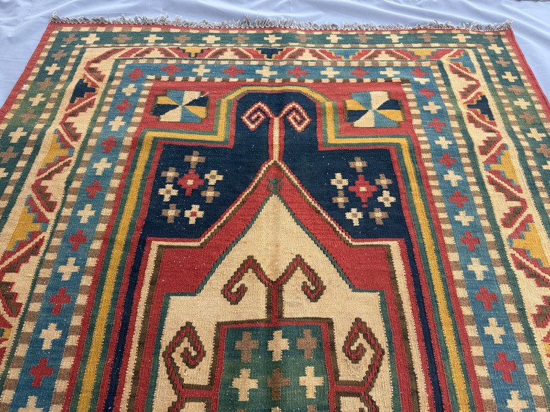 Vintage Caucasian Qafqaz Kilim Rug 5x7 ft Hand Woven Persian Style Tribal Carpet gallery