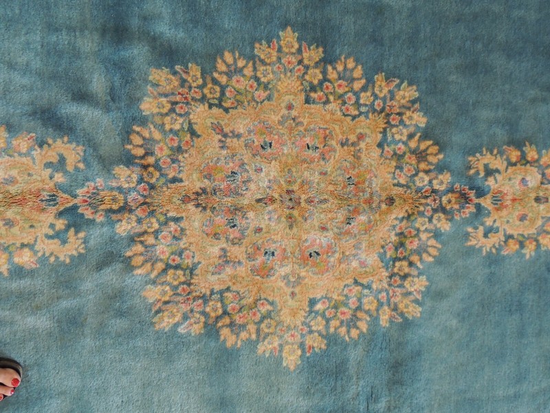 9x14 10x14 Antique Kermaan Oriental Area Rug BLUE Pink Stunning!wool knotted gallery