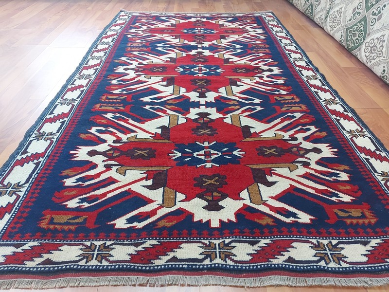 Antique Kazak Rug Azerbaijan Adle Rug Caucasian Eagle Rug Geometric Antique Rug gallery