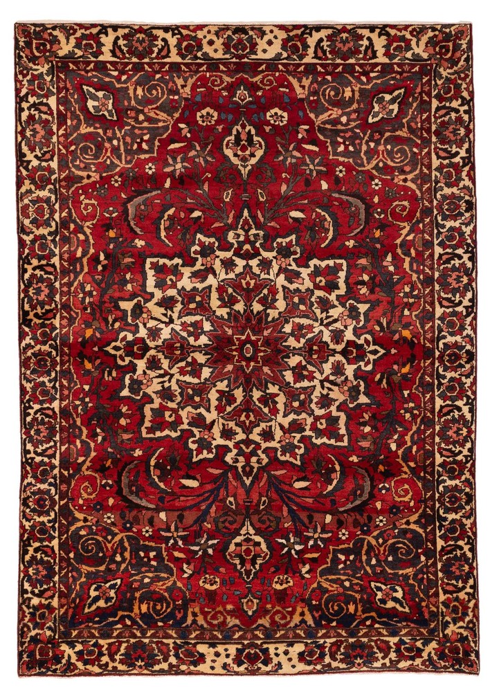 Vintage Hand-Knotted Area Rug 7'0" x 9'11" Traditional Oriental Wool Carpet