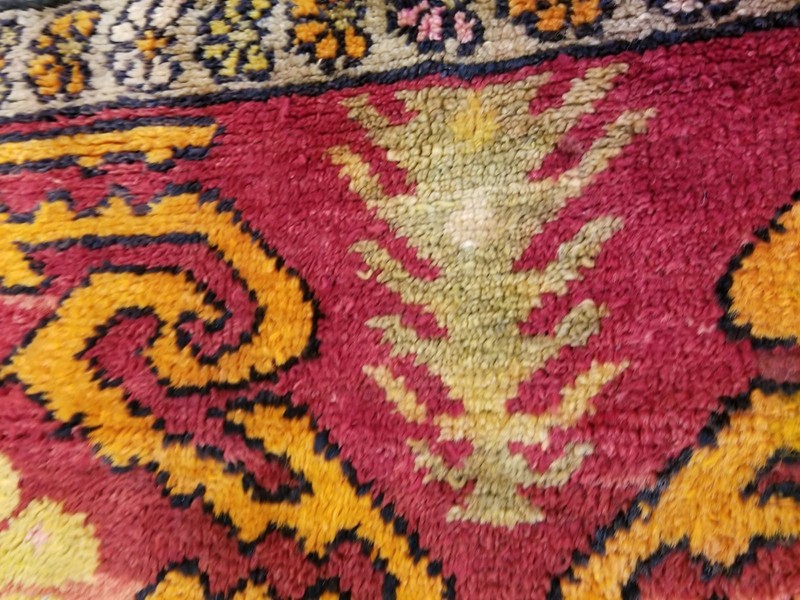 Stunning Antique 1930-1940s Wool Pile Natural Dye Tribal Folk- Art 3’2”x 4’2” gallery