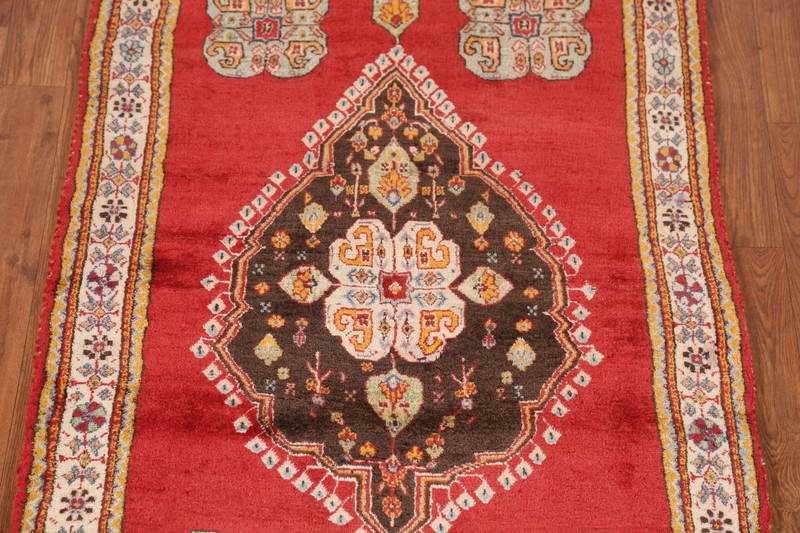 Red/ Ivory Geometric Wool Tribal Rug 3x4 ft Handmade for Foyer gallery