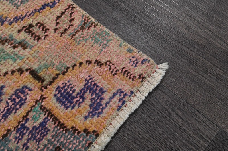Vintage Turkish Runner Rug 2x7ft Wool Anatolian Handmade Hallway Oushak BEIGE gallery