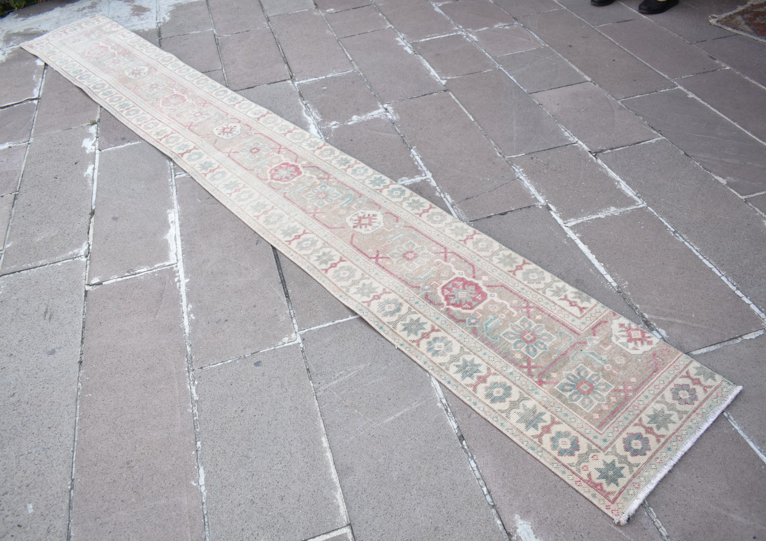 Vintage Turkish Rug 20'' x 160'' Hand-knotted Oushak Rug Runner Stair Area Rug gallery