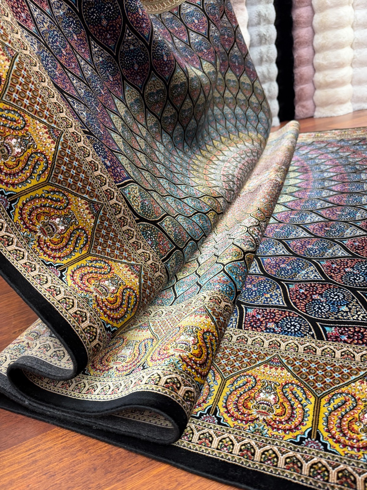 Turkish Silk Look Rug 8x11f Peacock Design Mandala 3D Effect Luxury Oriental rug gallery