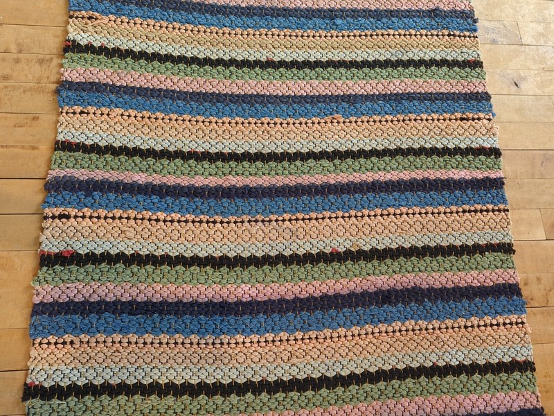 Antique Imported Swedish Hand Made Rag Rug Runner (31" x 112" ) As Shown gallery