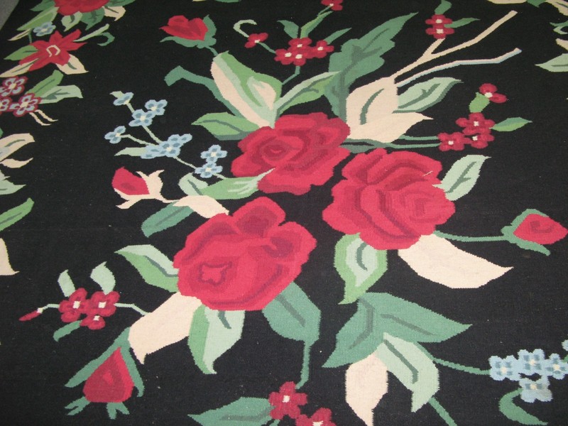 VINTAGE FLORAL BESSARABIAN KILIM RUG 7'6 X 9' HAND WOVEN WOOL EUROPEAN SHABBY gallery