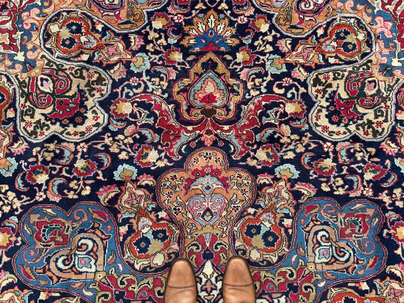 9x12 ANTIQUE ORIENTAL RUG BLUE VINTAGE HAND-KNOTTED handmade colorful real fine gallery