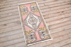 Turkish Carpet Hand Knotted 1×3 Size Doormat Chair Multi Color Rug 51x104cm