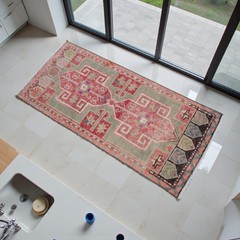 Vintage Turkish Rug Handmade Small Rug, Wool Doormat, Kitchen Rug, 2×4 ft approx