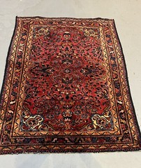 VINTAGE Low Pile 1920 ANTIQUE TRIBAL Lilian 3.5×4.9 Rug Professionally Washed