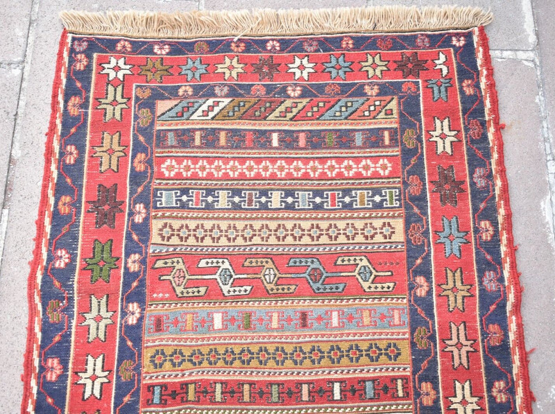 Caucasian Soumak Rug 31'' x 77'' Rahrah Runner Rug Organic Wool Kitchen Area Rug gallery