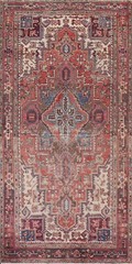Antique Heriz Geometric Traditional Oriental Area Rug Hand-knotted Wool 5×10 ft