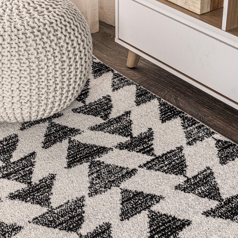 Vintage Tribal Cream Black Round Rug Low Pile Bohemian Style 4 Feet gallery