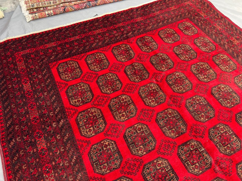 8 x 11 Turkoman Rug – Afghan Elephant Foot Wool Tribal Carpet, Geometric pattern gallery