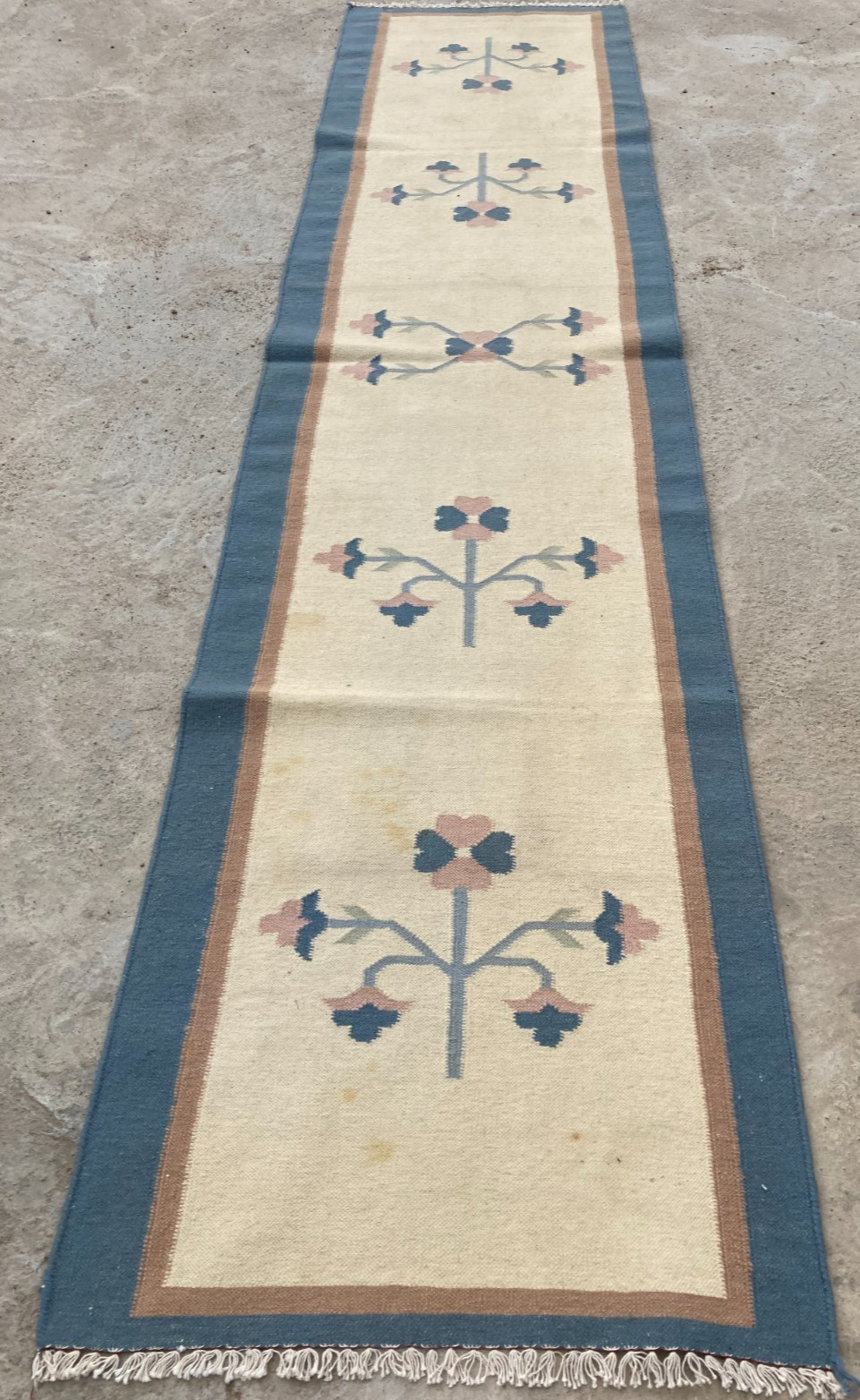 Vintage Handmade Turkish Tribal Wool Kilim Runner Rug 243x79 cm gallery