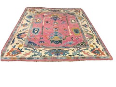 On Sale Genuine Hand Knotted Pink Oushak Geometric Area Rug Carpet 8’1”x9’11”,#6