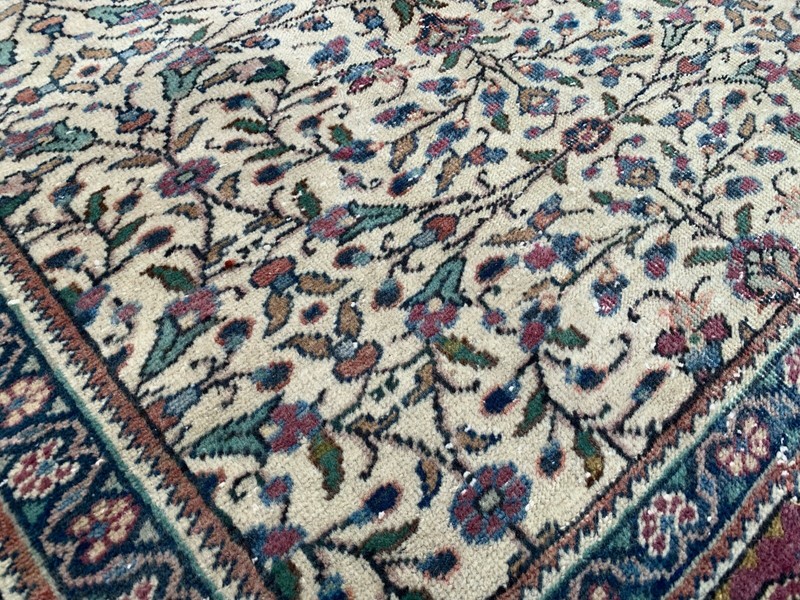 Vintage Square Turkish Rug 237x198 cm, Tribal Wool Carpet Large gallery