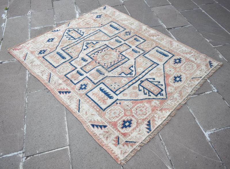 Antique Turkish Rug 53'' x 64'' Muted Dye Rug Hand-knotted Rug Organic Wool Rug gallery