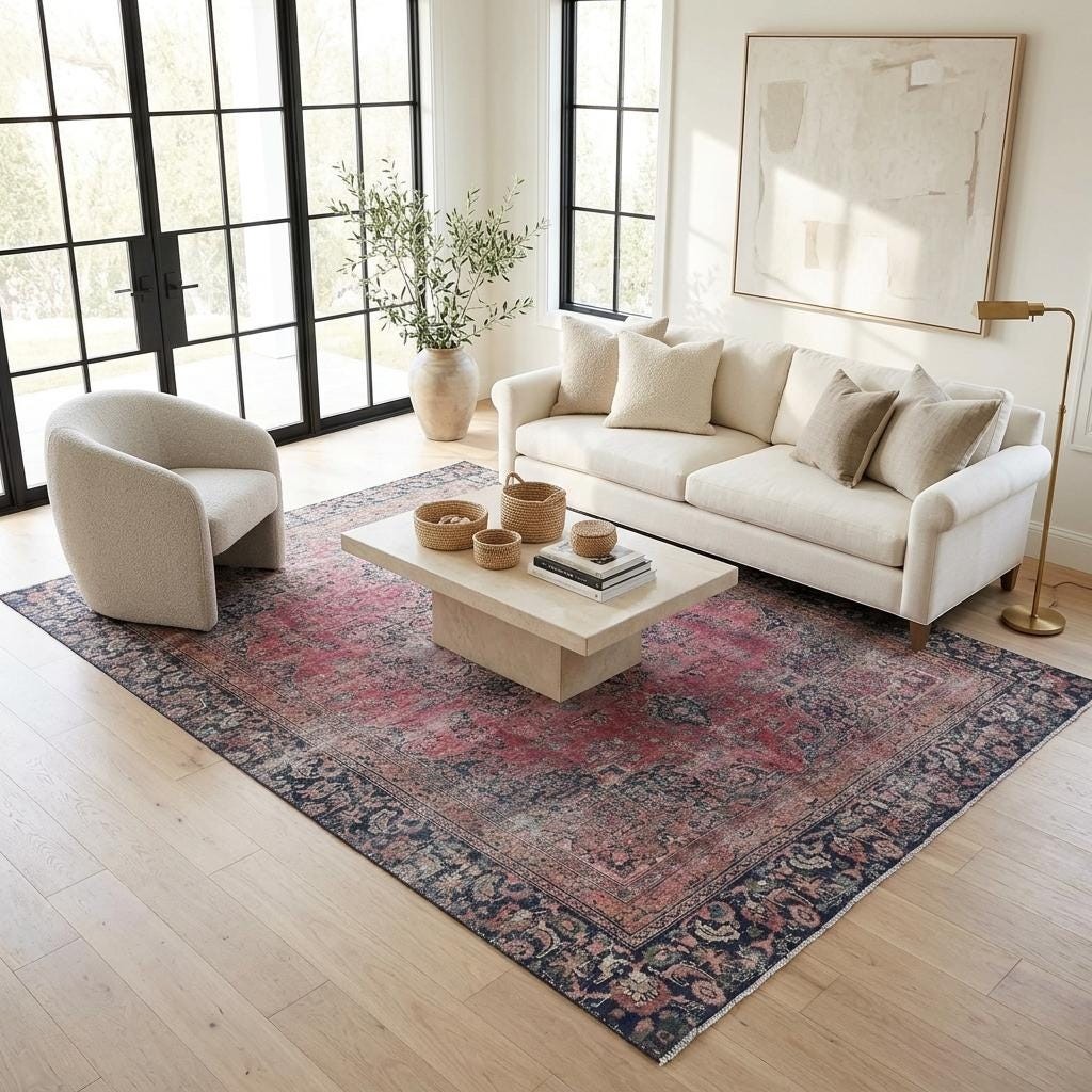 6'10" x 9'8" Sabrina Vintage Hand-Knotted Wool Area Rug gallery
