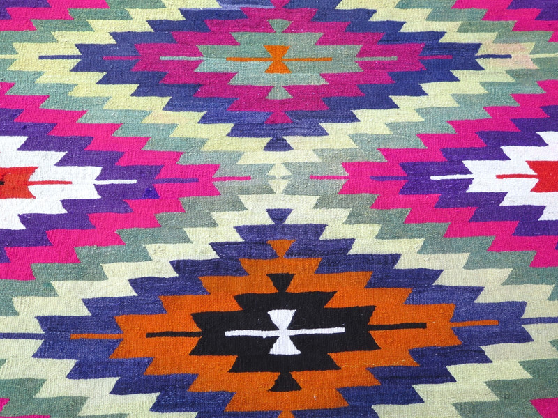 Area Rugs, Turkish Kilim Wool Rug, Multicolor Carpet, Large Teppich Tapi 70"x98" gallery