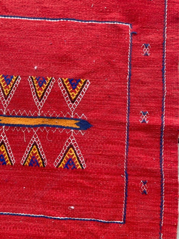 Vintage Traditional Handmade Moroccan Berber Wool Kilim Floor Rug 100x68 cm gallery