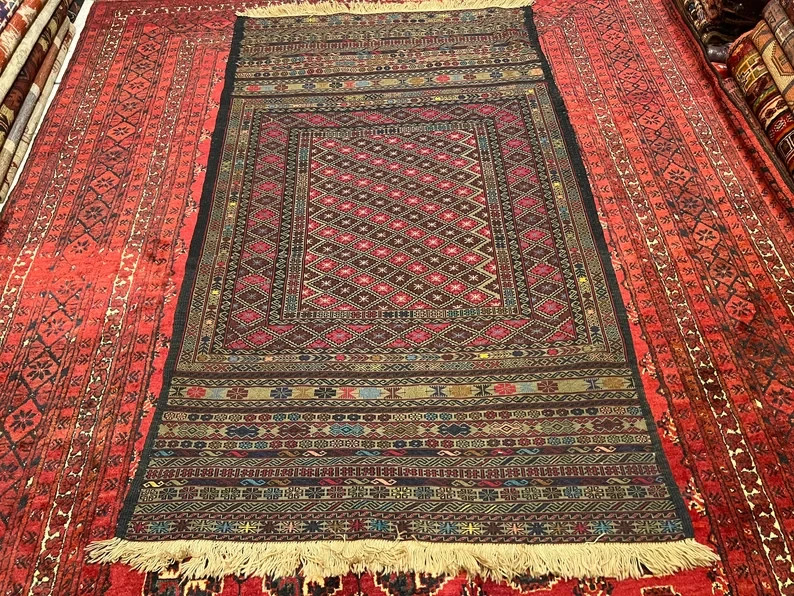 175 X 105 Stunning Afghan Sumak Fine Weave Lambs Wool Beljik Herati Qalaty Kilim gallery