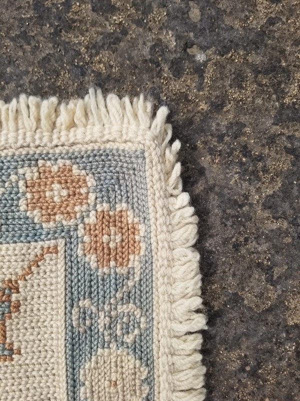 Vintage Portuguese Arraiolos Handmade Wool Multicolor Rug 3.7x1.9ft gallery
