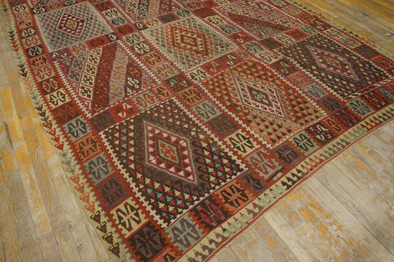 6'x11' Rustic Tribal Geometric Antique Turkish Late 19th Century Kilim Rug gallery