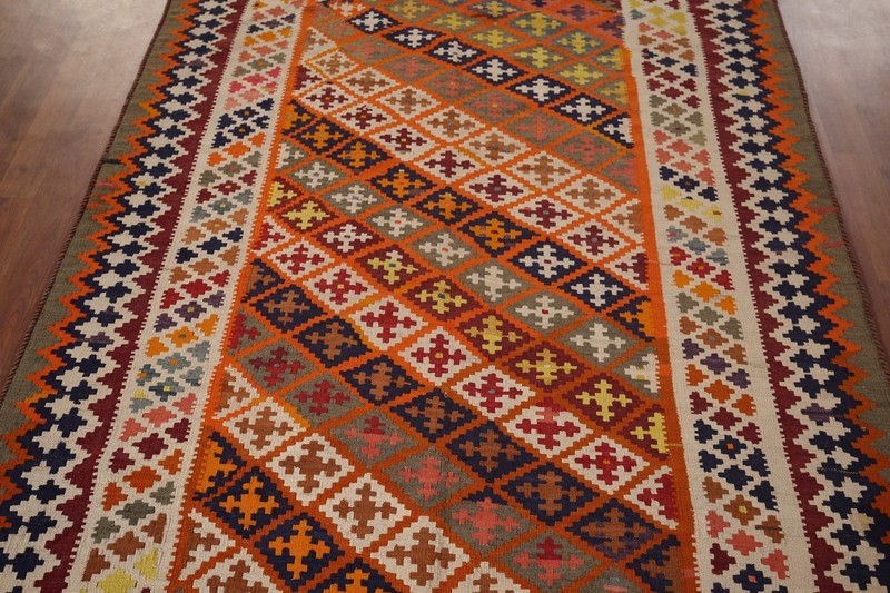 Kilim Area Rug 5x8 Vegetable Dye Geometric Wool Hand-woven Vintage Carpet gallery