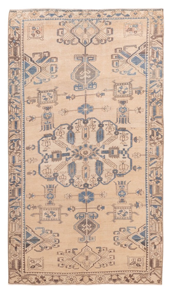 Vintage Hand-Knotted Area Rug 5'4" x 9'5" Traditional Wool Carpet