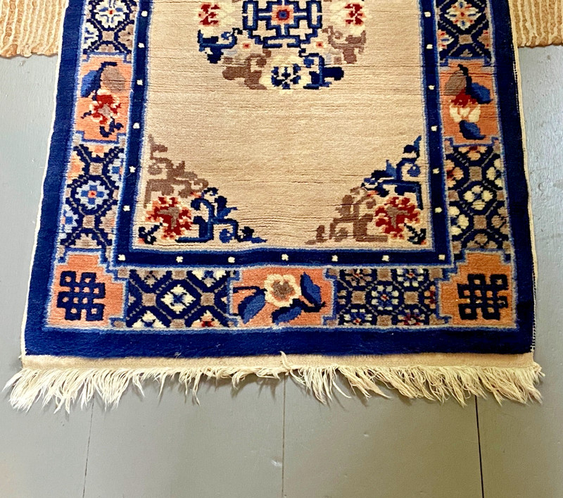 Vintage Art Deco Chinese Hand Knotted WOOL Oriental Rug 2’x3 ft gallery