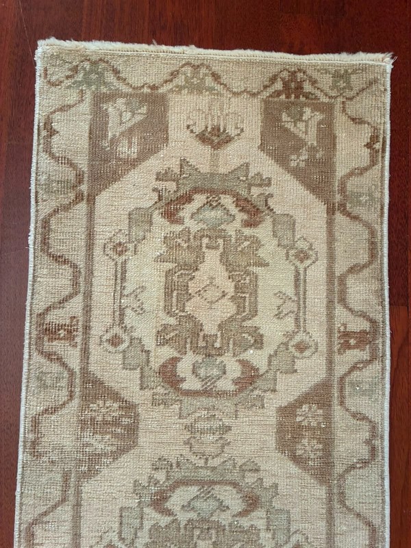 Earthy Wabi Sabi 2x3 Rug Muted Beige Cream Tan Hand Knotted Vintage Turkish Mat gallery
