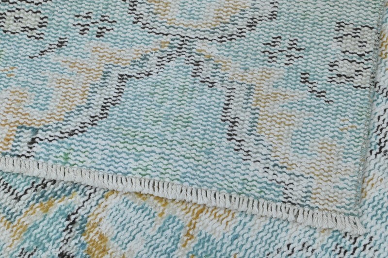 Vintage Turkish Runner Rug 2x9ft Wool Anatolian Handmade Hallway Oushak BLUE gallery