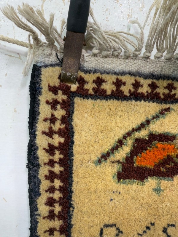 Vintage Beautiful Hand Knotted Afghan War Wool Rug Wall Hanging 78x58 Cm gallery