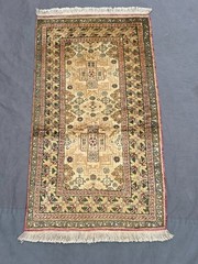 Ivory Gold Caucasian Kuba Geometric Hand Knotted Wool Rug 2×3 Vintage Small