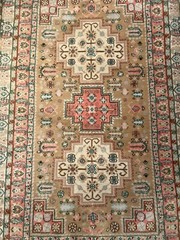 Vintage rose and beige hand knotted wool rug 50″ X 87″