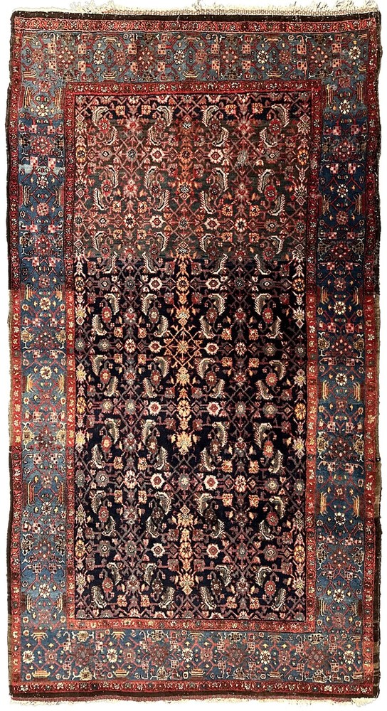 4x8 Antique Traditional Handmade Rug Iron Quality Heavy Wool 127x 239cm c.1900