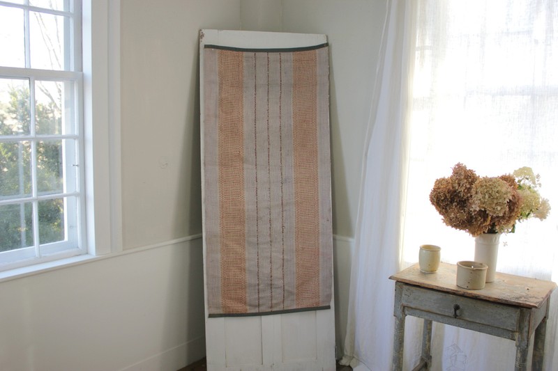 Rug or bathmat vintage european striped small antique carpet The Textile Trunk gallery