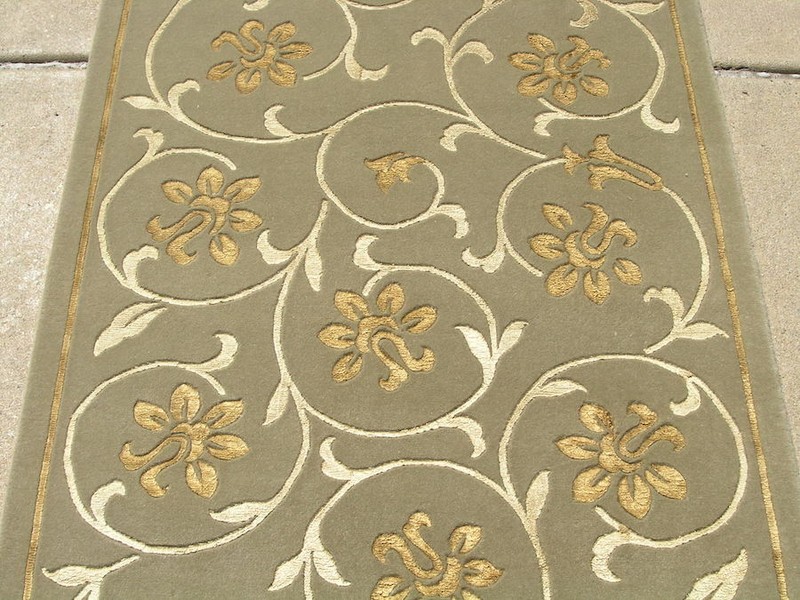 Vintage Hand Woven Momeni Silk and Wool Oriental Rug Runner Arabesque 30x147" gallery