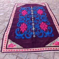 Vintage Algerian Wool Rug Handwoven Berber Nomad Floral Tribal 270x180cm