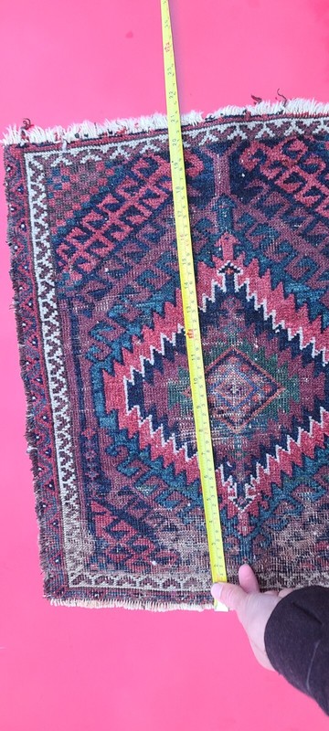 Authentic Antique Hand Knotted Afghan Khal Muhammadi Wool Area Rug 18" x 21" gallery