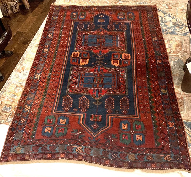 120+ Year Old Turkish Rug 1900s Antique. Handmade, Blue, Wool, 5.4 x 8.1 ft. gallery